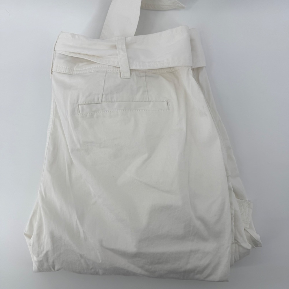 Lauren Ralph Lauren Cargo Pants Women's 18 White Belted Utility Tapered Leg